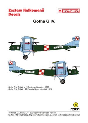 Techmod 72031 - Gotha G.IV (SSW) 1/72 – imagen 2