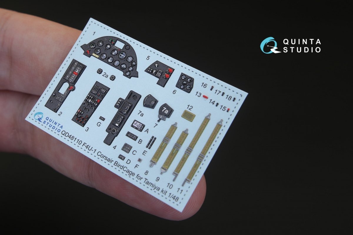 Quinta Studio QD48110 F4U-1 Corsair (Bird cage) 3D-Printed &amp;amp; coloured Interior on decal paper (for Tamiya kit) 1/48 – immagine 2