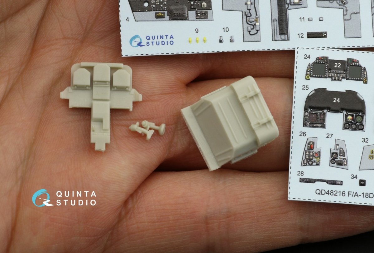 Quinta Studio QD48216 F/A-18D Late 3D-Printed &amp;amp; coloured Interior on decal paper with resin parts (Kinetic) 1/48 – immagine 3