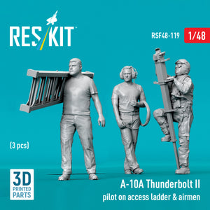 RESKIT RSF48-0119 A-10A Thunderbolt II pilot on access ladder &amp; airmen (3 pcs) (3D Printed) 1/48