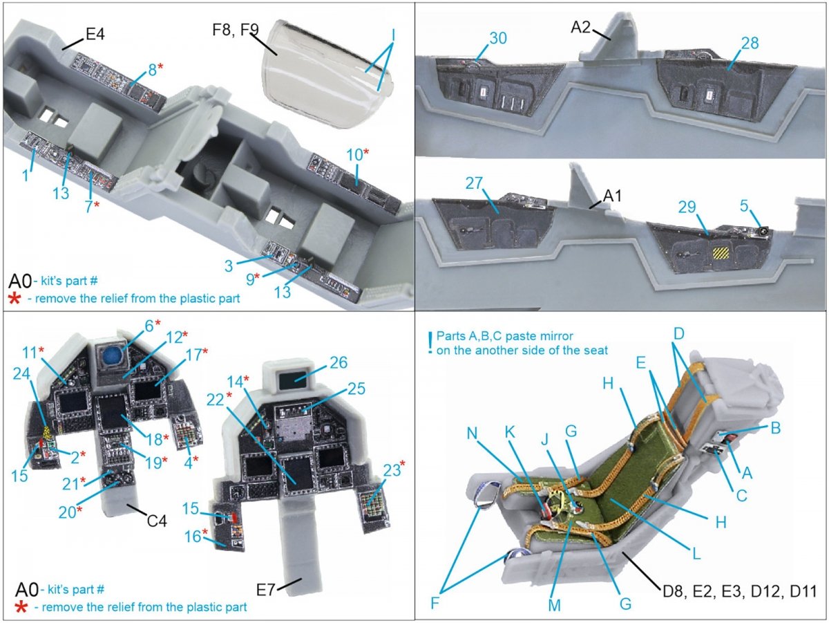 Quinta Studio QD48118 Mirage 2000-5B 3D-Printed &amp;amp; coloured Interior on decal paper (Kinetic) 1/48 – imagen 17