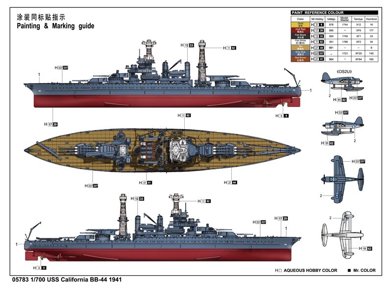 Trumpeter 05783 USS California BB-44 1941 1/700 – imagen 3