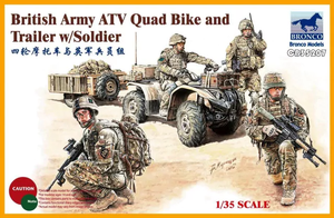 Bronco CB35207 British Army ATV Quad Bike &amp;amp; Trailer w/ Figures w/ Foot Bridge 1/35