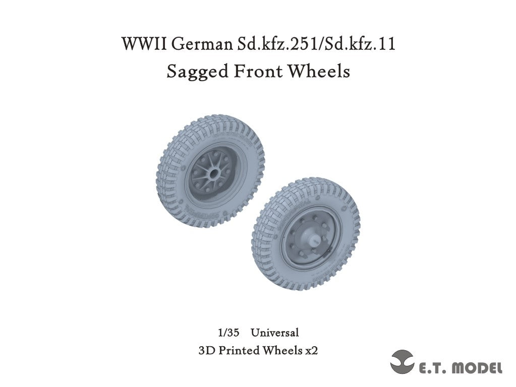 ET Model P35-130 WWII German Sd.kfz.251/Sd.kfz.11 Sagged Front Wheels 1/35