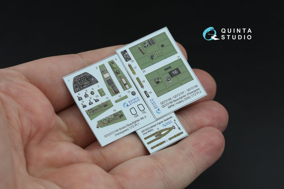 Quinta Studio QD72198 Bristol Beaufighter Mk.X 3D-Printed coloured Interior on decal paper (Hasegawa) 1/72 – immagine 3