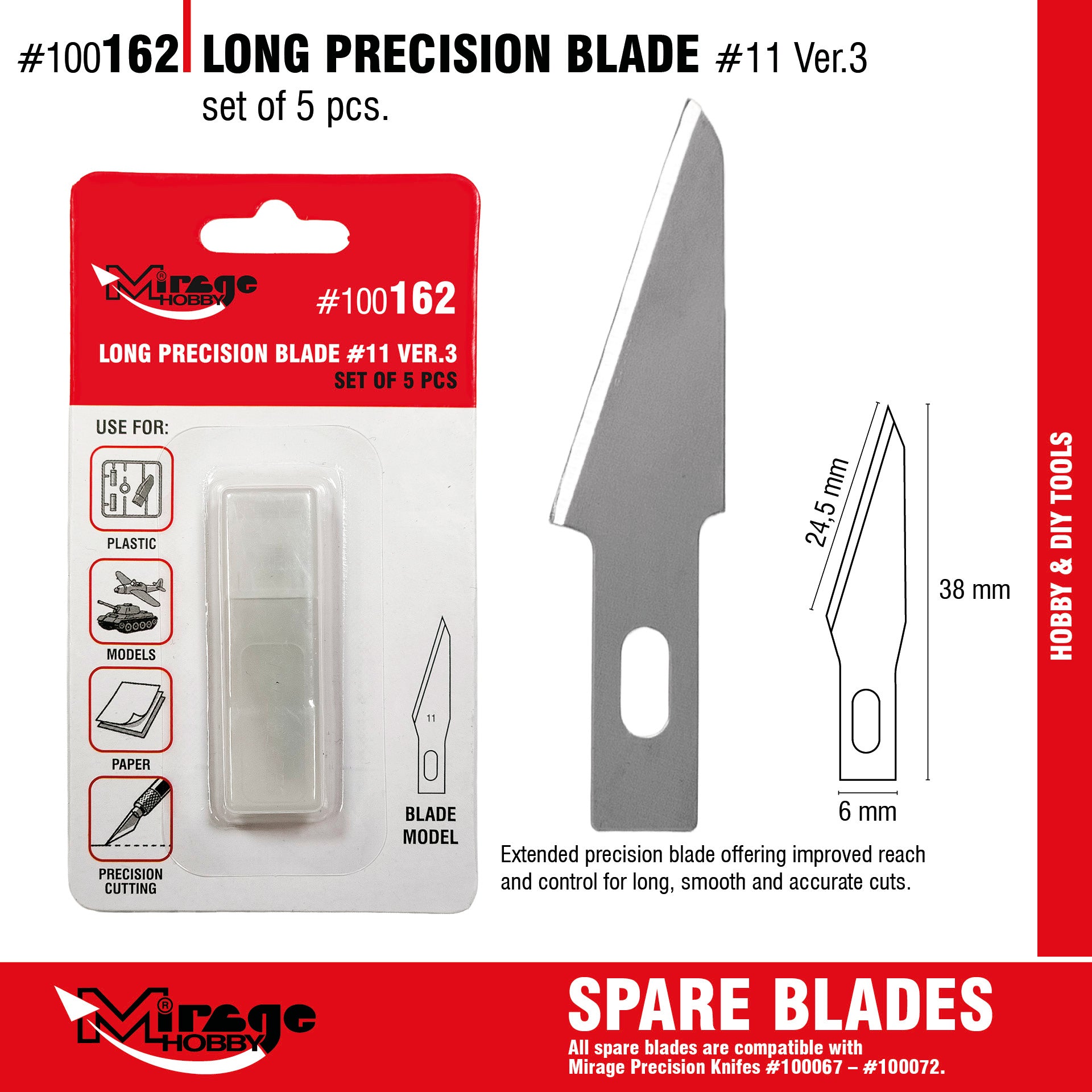 Mirage 100162 Long Precision Blade (5 pcs) – immagine 2