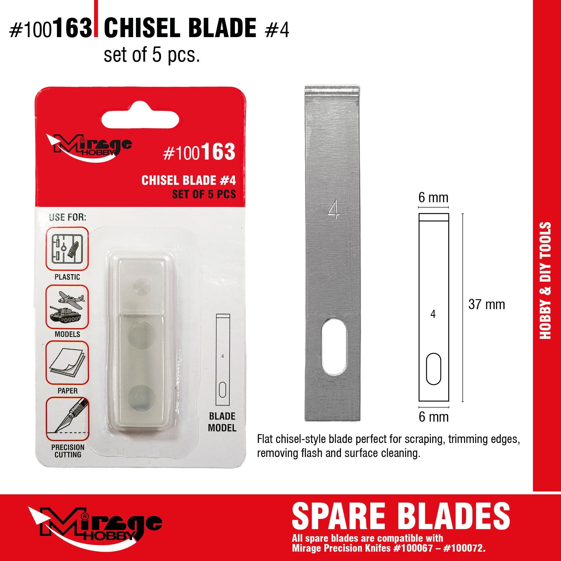 Mirage 100163 Chisel Blade (5 pcs) – Bild 2