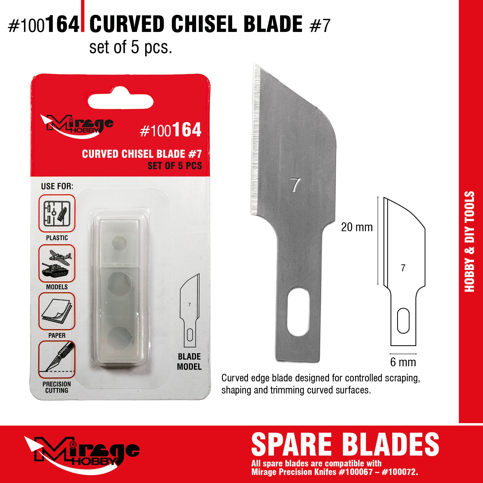 Mirage 100164 Curved Chisel Blade (5 pcs) – imagen 2