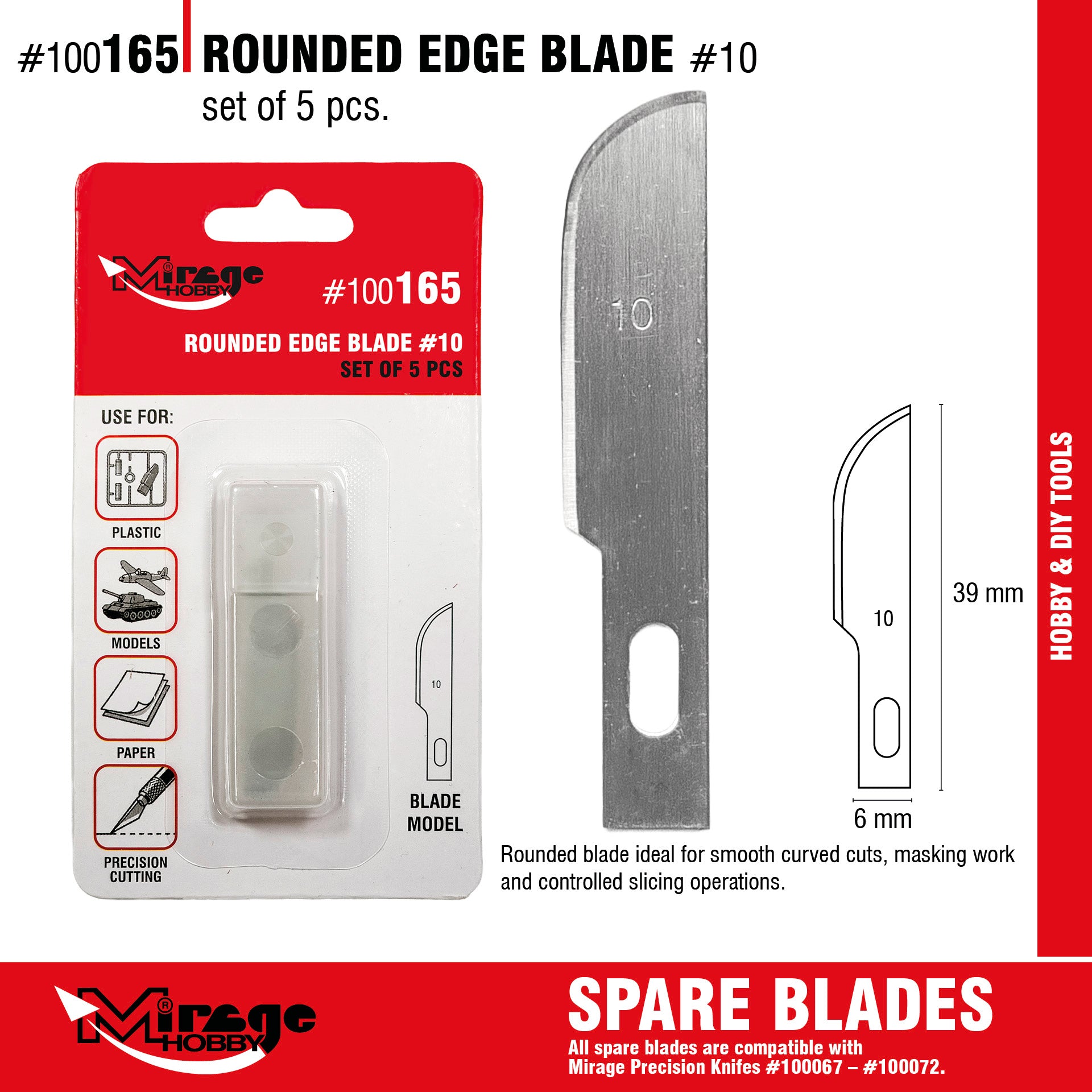Mirage 100165 Rounded Edge Blade (5 pcs) – imagen 2