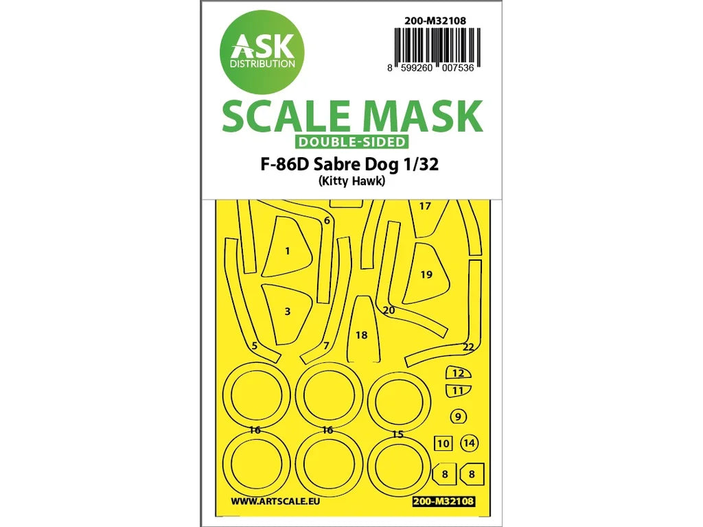 Art Scale Kit M32108 F-86D Sabre Dog Double-Sided Express Fit Mask for Kitty Hawk 1/32