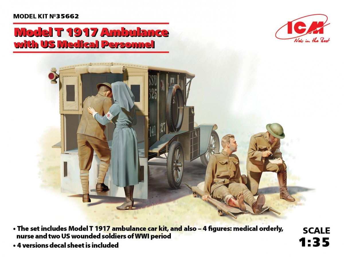 ICM 35662 Modèle T 1917 Ambulance avec personnel médical américain (1/35)