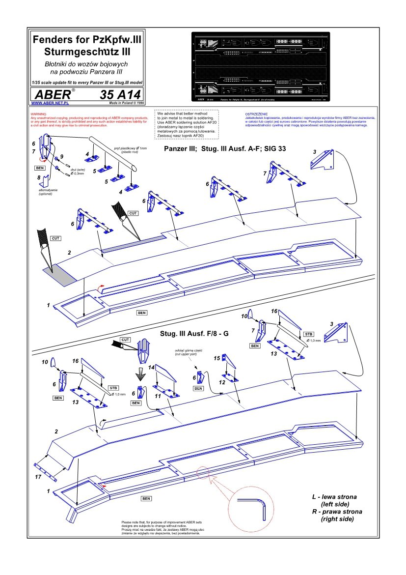 Aber 35A014 Błotniki do PzKpfw III 1/35 – imagen 4