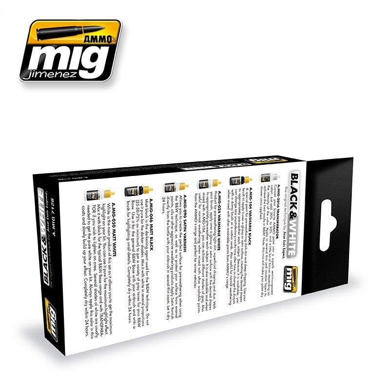AMMO Mig 7128 BLACK and WHITE TECHNIQUE SET 6x17ml – imagen 2