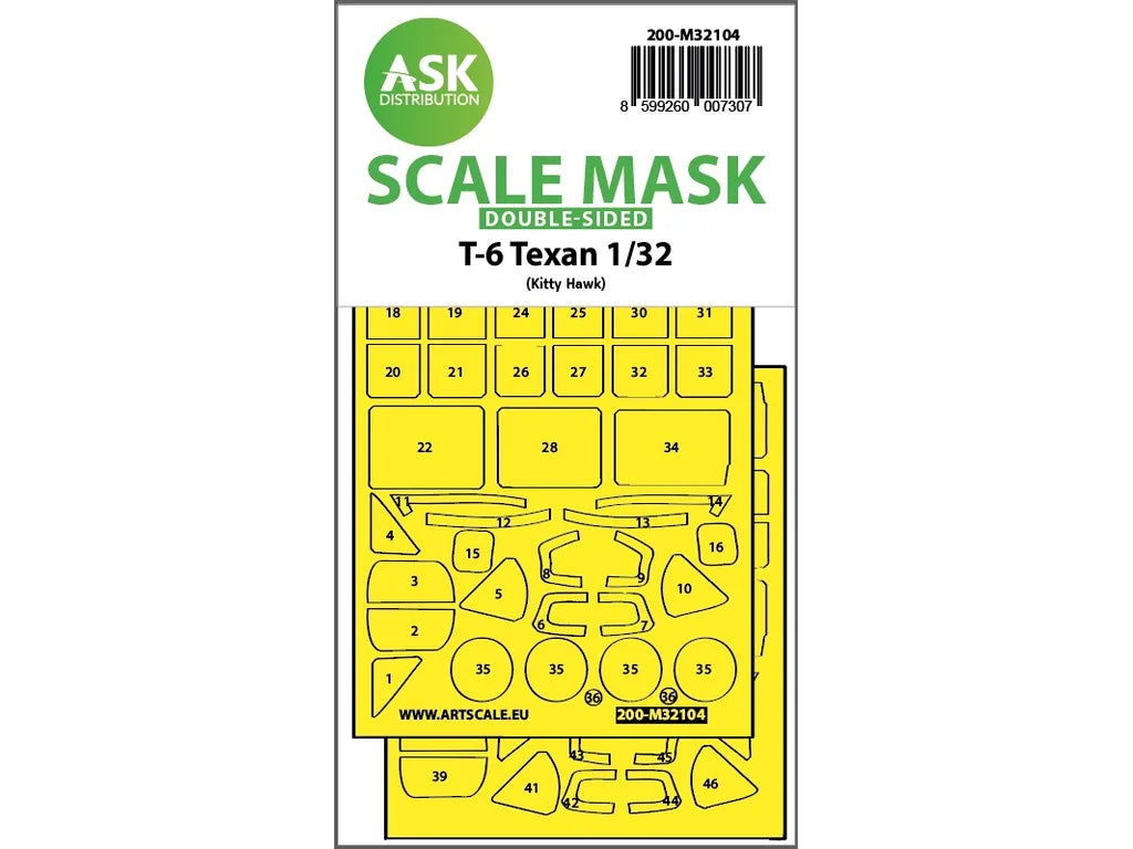 Art Scale Kit M32104 T-6 Texan Double-Sided Express Fit Mask for Kitty Hawk 1/32