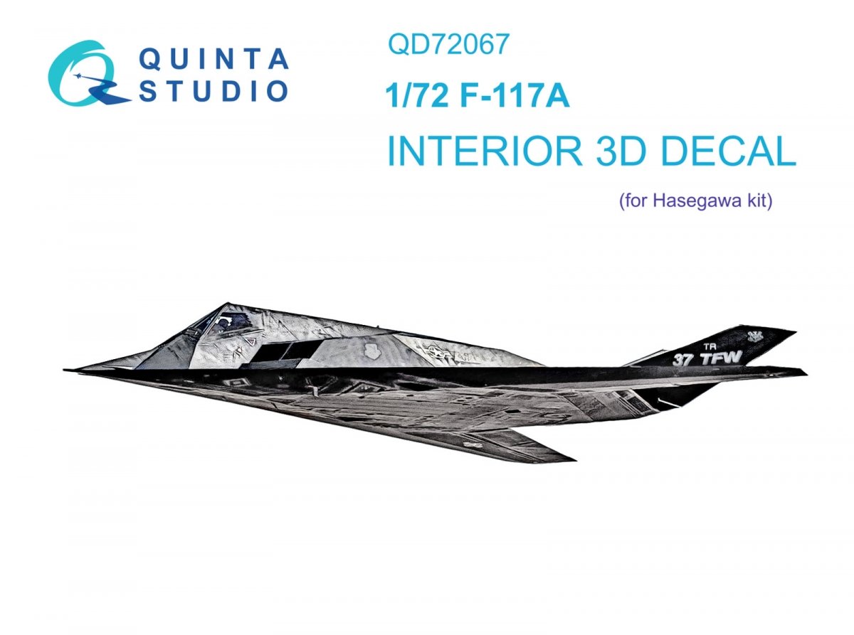 Intérieur imprimé en 3D et coloré sur papier décalcomanie Quinta Studio QD72067 F-117A (Hasegawa) 1/72