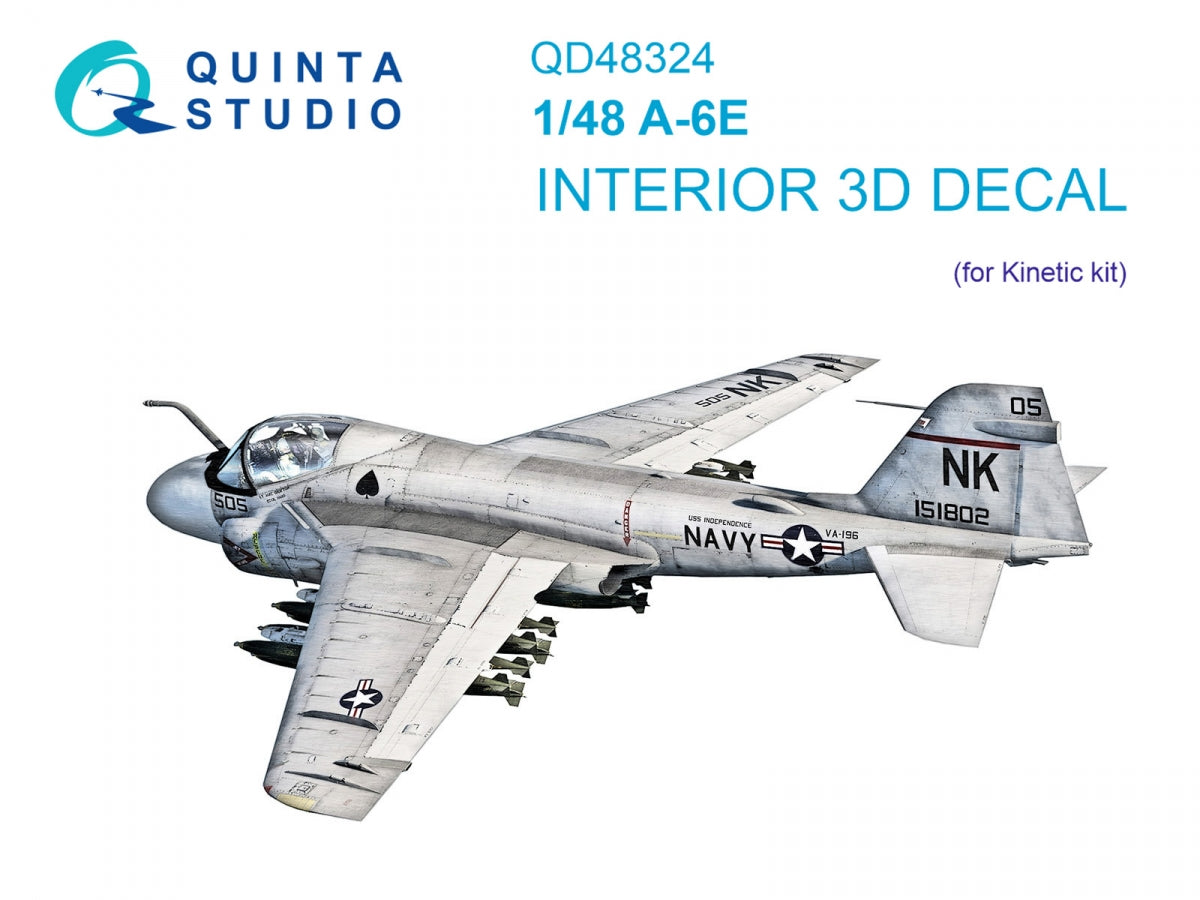 Quinta Studio QD48324 A-6E Intérieur coloré imprimé en 3D sur papier décalcomanie (Kinetic) 1/48