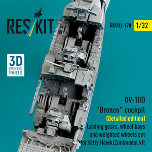RESKIT RSU32-0170 OV-10D &amp;quot;Bronco&amp;quot; cockpit (Detailed edition) landing gears, wheel bays and weighted wheels set for Kitty Hawk/Zimimodel kit (3D Printed) 1/32 – immagine 4
