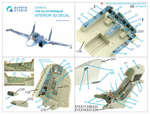 Quinta Studio QD48018 Su-34 3D-Printed coloured Interior on decal paper (KittyHawk) 1/48 – Bild 2