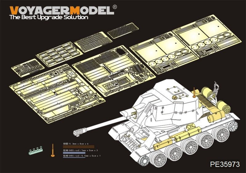 Maquette Voyager PE35973 T-34/122 SPG égyptien de base pour RFM 5013 1/35