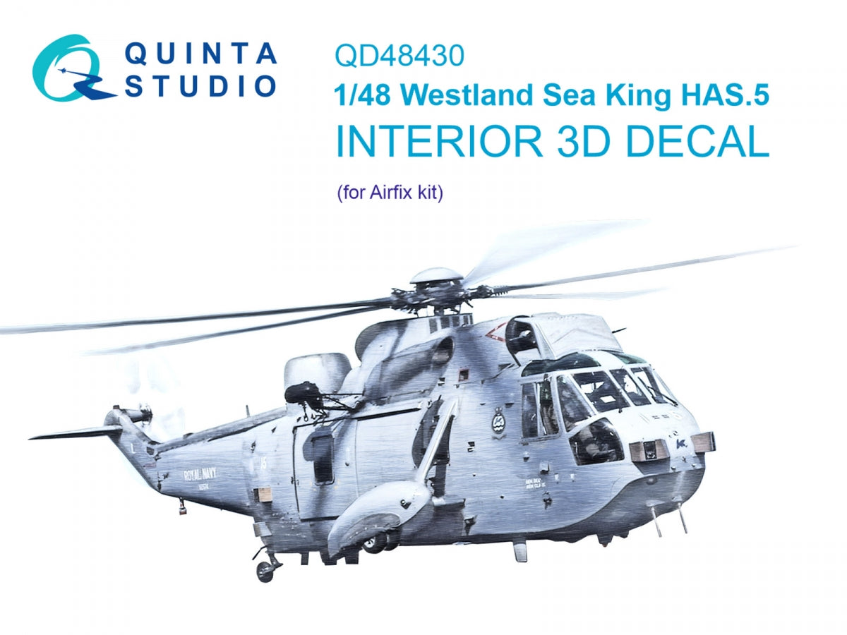 Quinta Studio QD48430 Westland Sea King HAS.5 3D-Printed &amp; colored Interior on decal paper (Airfix) 1/48