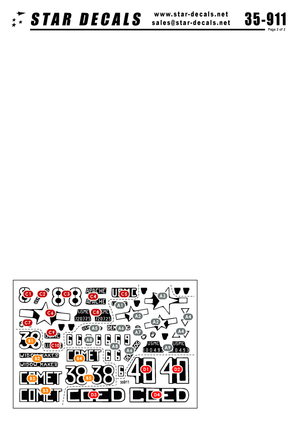 Star Decals 35-911 Iwo Jima Sherman Gun and Flame tanks 1/35 – immagine 2