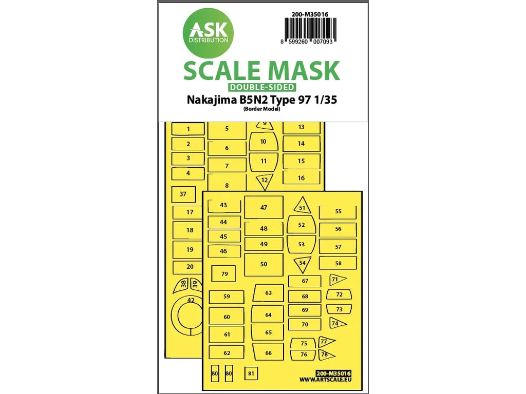 Art Scale Kit M35016 Nakajima B5N2 Type 97 Double-Sided Express Fit Painting Mask for Border Model 1/35