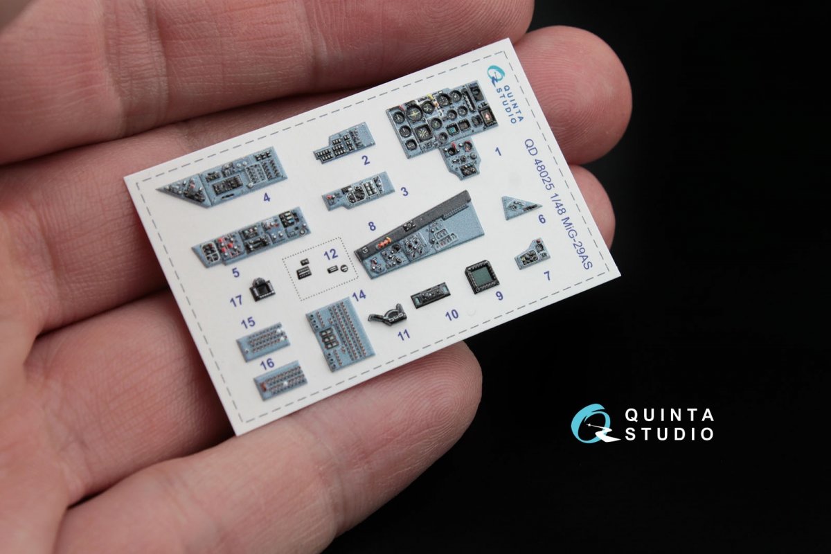 Quinta Studio QD48025 MiG-29AS (Slovak AF version) 3D-Printed &amp;amp; coloured Interior on decal paper (for GWH kits) 1/48 – imagen 4