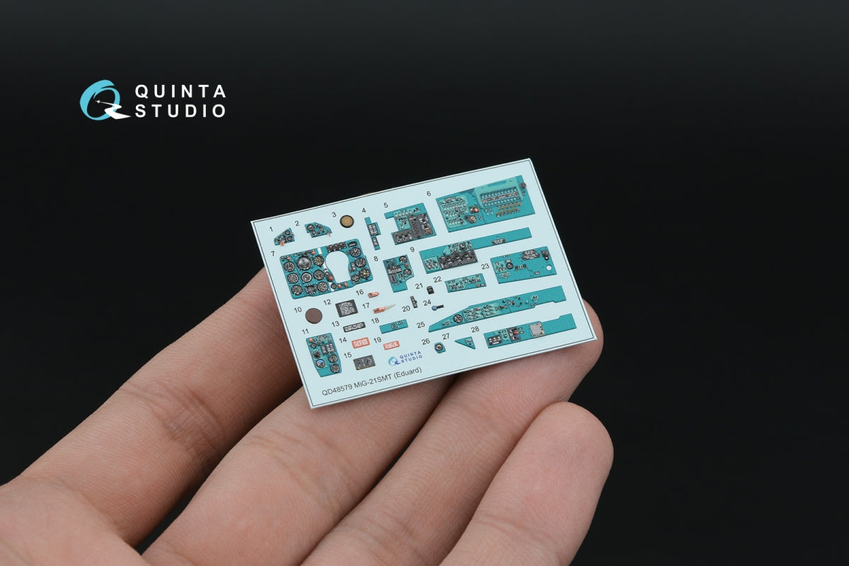Quinta Studio QD+48579 MiG-21SMT Fishbed-K 3D-Printed &amp;amp; coloured Interior on decal paper (Eduard) (with 3D-printed resin parts) 1/48 – imagen 3