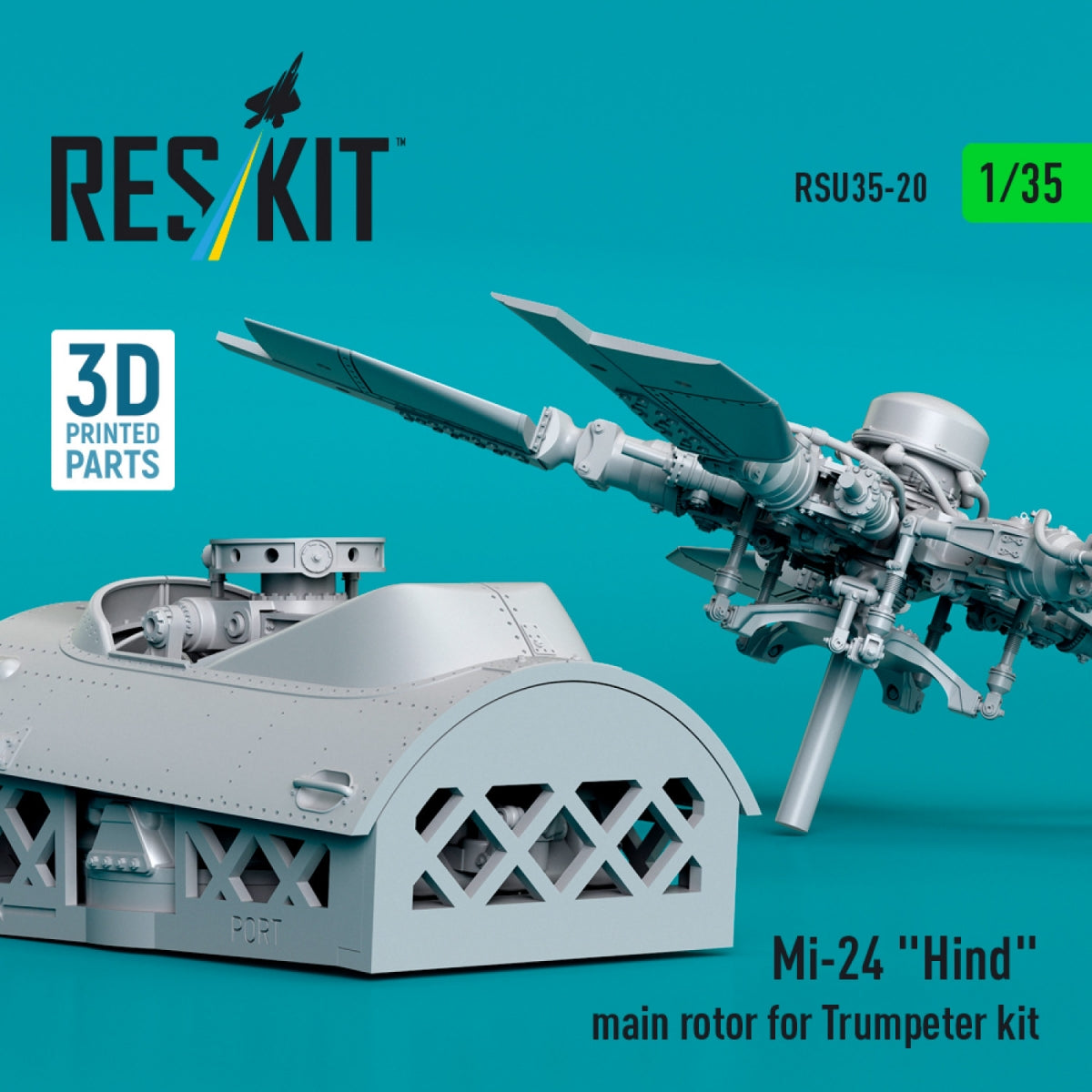 RESKIT RSU35-0020 Mi-24 &amp;quot;Hind&amp;quot; main rotor for Trumpeter kit (3D Printed) 1/35 – immagine 3