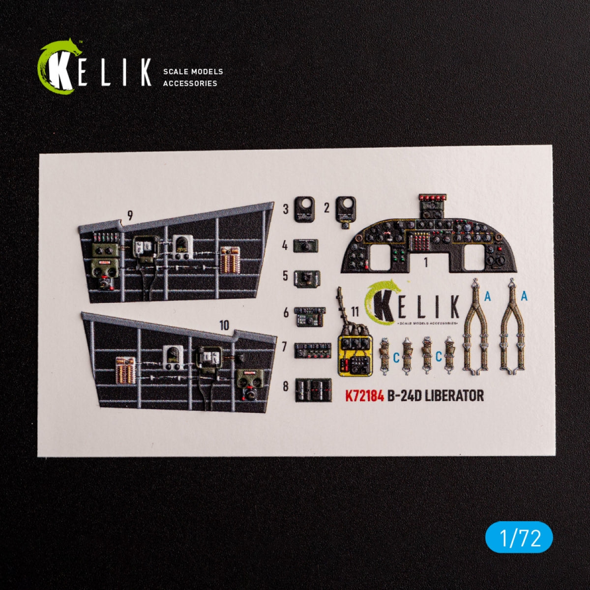 Kelik K72184 B-24D Liberator - interior 3D decals for Hasegawa kit 1/72