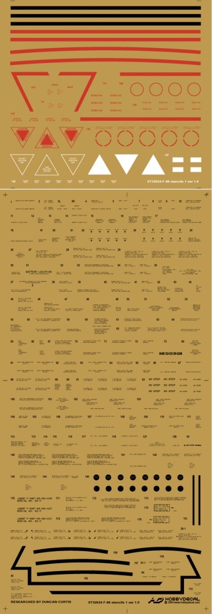 HobbyDecal ST32024V1 Pochoirs F-86 1 ver 1 1/32