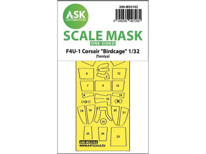 Art Scale Kit M32102 F4U-1 Corsair Birdcage One-Sided Express Fit Mask for Tamiya 1/32
