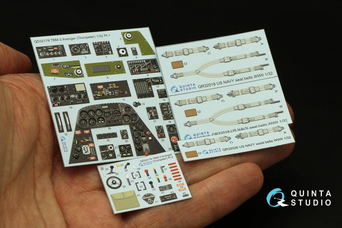 Quinta Studio QD32178 TBM-3 Avenger 3D-Printed coloured Interior on decal paper (Trumpeter) 1/32 – imagen 3