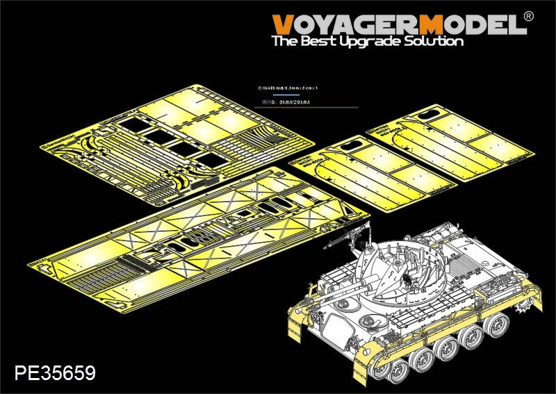 Garde-boues Voyager Model PE35659 pour Flakpanzer allemand M42A1 Duster, compatibles avec AFV 35S66 au 1/35