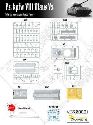 Vespid Models VS720001 Pz.Kpfw. VIII Maus V2 German Super Heavy Tank 1/72 – immagine 7