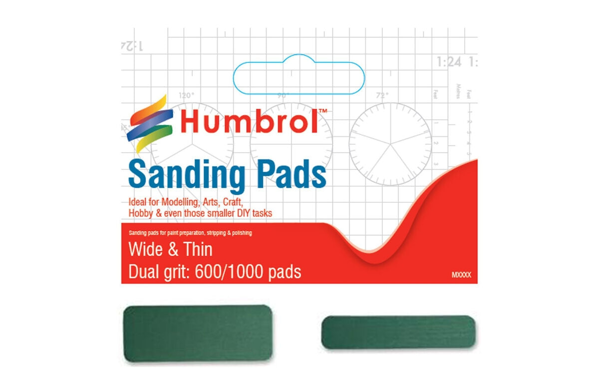 Humbrol AG9166 Sanding Pads Wide & Thin Dual grit (Grits: 600/1000)