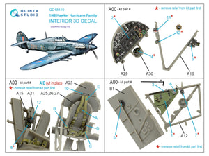 Quinta Studio QD48410 Hurricane family 3D-Printed &amp;amp; coloured Interior on decal paper (Arma Hobby) 1/48 – imagen 2