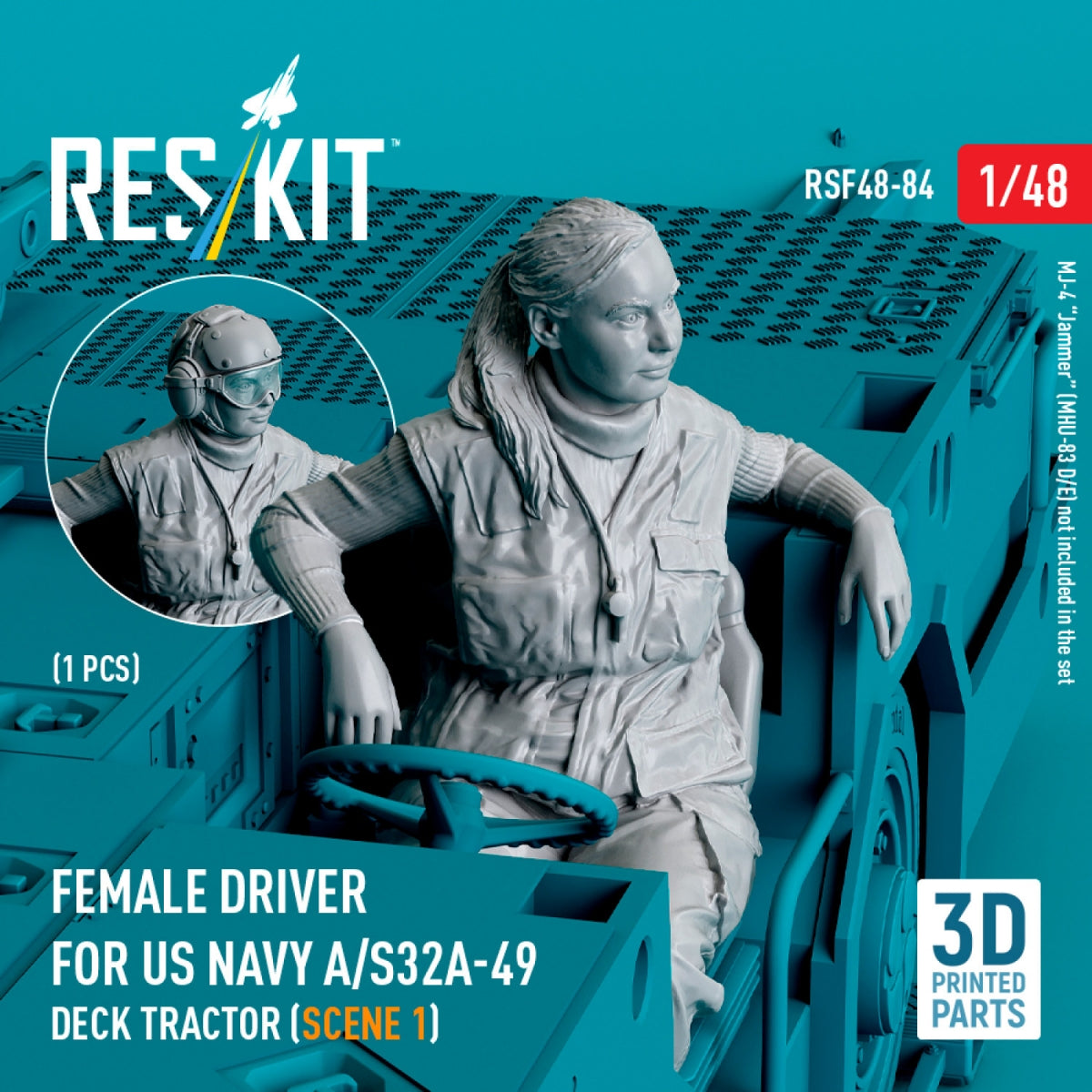 RESKIT RSF48-0084 Female driver for US NAVY A/S32A-49 Deck Tractor (scene 1) (1 pcs) (3D Printed) 1/48 – zdjęcie 2