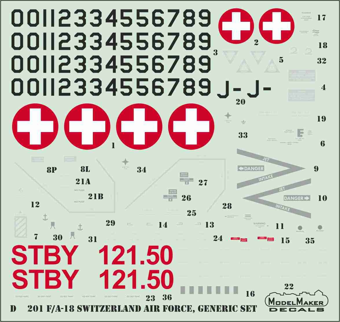 ModelMaker Decals D48204 F/A-18C Switzerland Air Force, NATO Tiger Meet 2023 1/48 – immagine 3