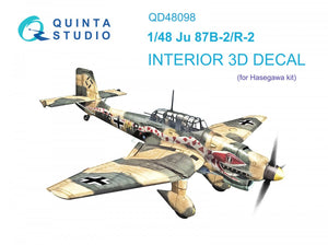 Quinta Studio QD48098 Ju 87B-2/R-2 3D-Printed &amp;amp; coloured Interior on decal paper (Hasegawa) 1/48