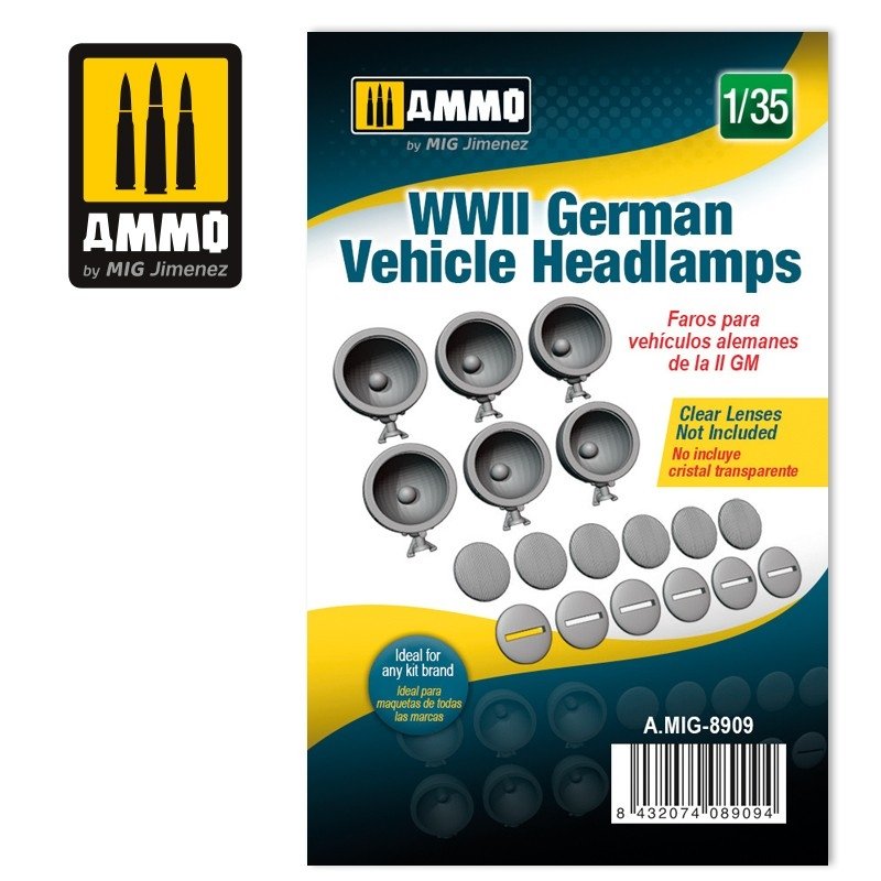 Munitions pour phares de véhicule allemand MiG 8909 de la Seconde Guerre mondiale, échelle 1/35