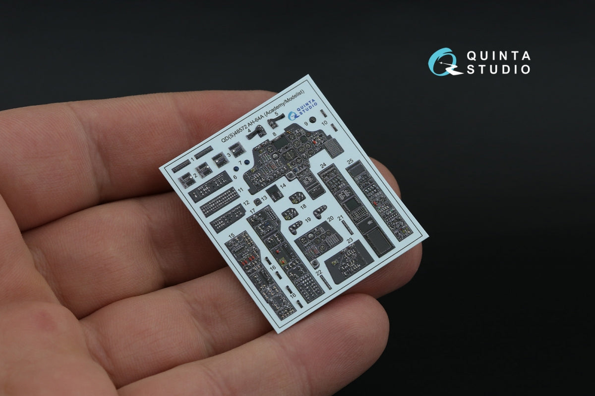 Quinta Studio QD48572 AH-64A 3D-Printed &amp;amp; coloured Interior on decal paper (Academy/Modelist) 1/48 – imagen 5