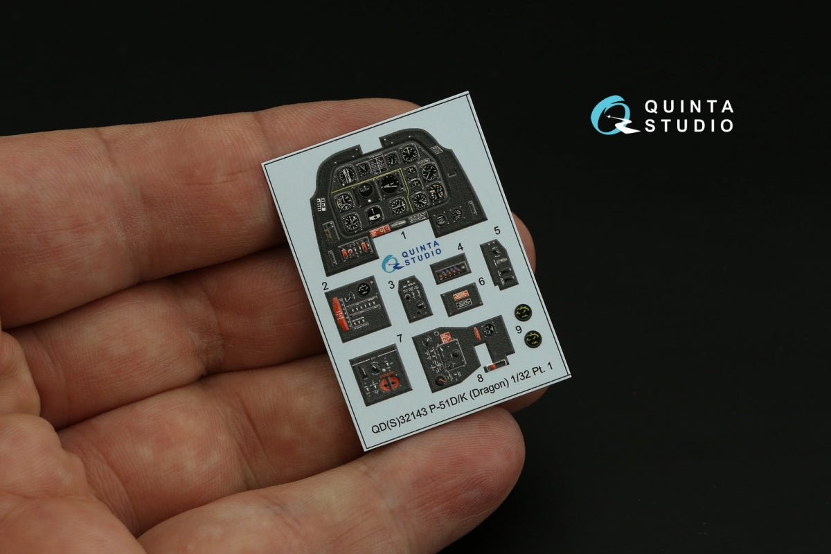 Quinta Studio QD32143 P-51D/K Mustang 3D-Printed &amp;amp; coloured Interior on decal paper (Dragon) 1/32 – immagine 4