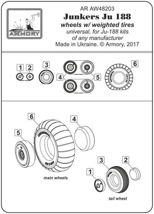 Armory Models AW48203 Junkers Ju 188 wheels w/ weighted tires 1/48 – zdjęcie 6