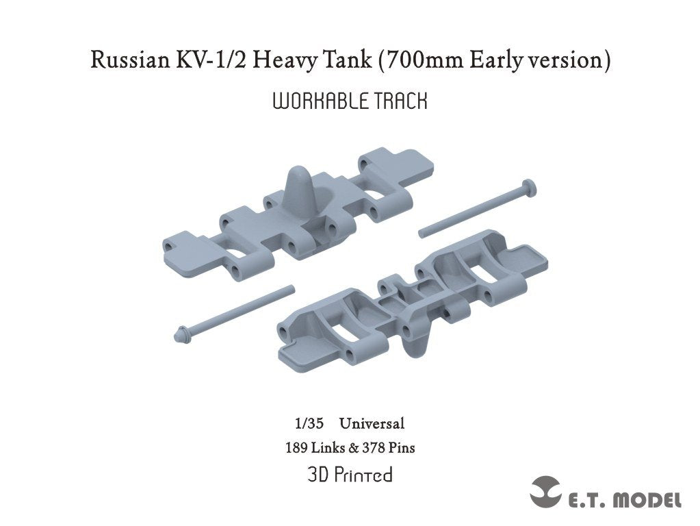E.T. Model P35-050 Russian KV-1/2 Heavy Tank 700mm Early version Workable Track ( 3D Printed ) 1/35