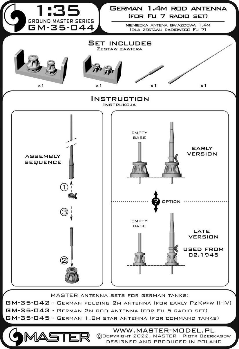 Master GM-35-044 German WWII 1,4m rod antenna (for Fu 7 radio set) (1pc) 1/35 – imagen 7