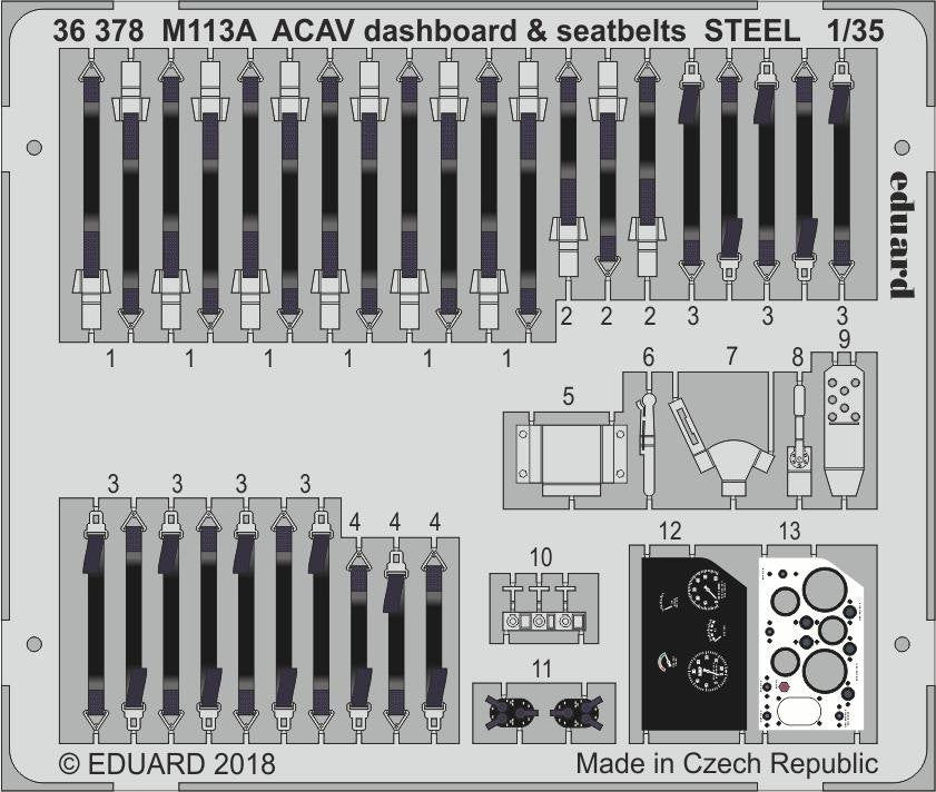Eduard 36378 M113A ACAV dashboard &amp;amp; seatbelts STEEL AFV CLUB 1/35