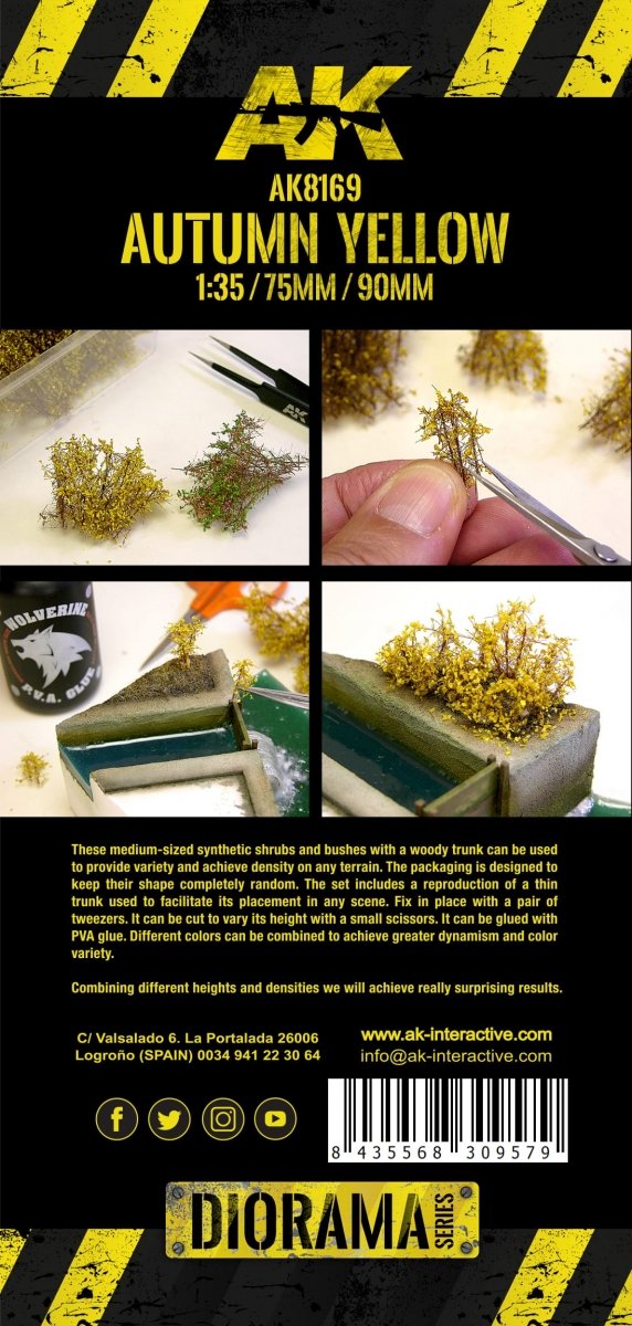 AK Interactive AK8169 ARBUSTES JAUNES D&amp;#39;AUTOMNE 75 MM / 90 MM 1/35 – image 3