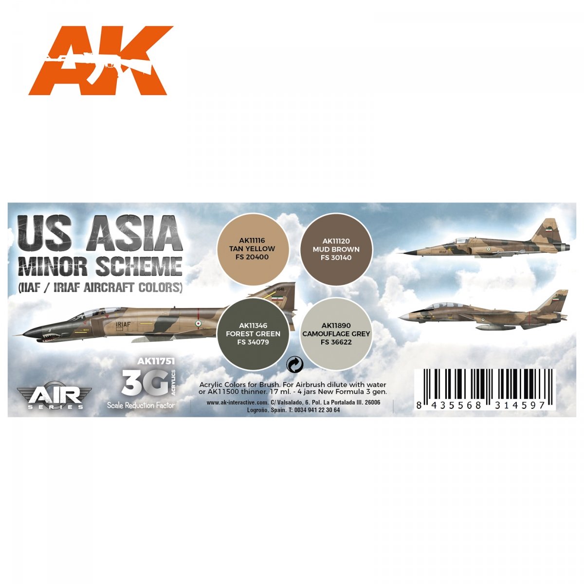 AK Interactive AK11751 US ASIA MINOR SCHEME (IIAF / IRIAF AIRCRAFT COLORS) 4x17 ml – Bild 2