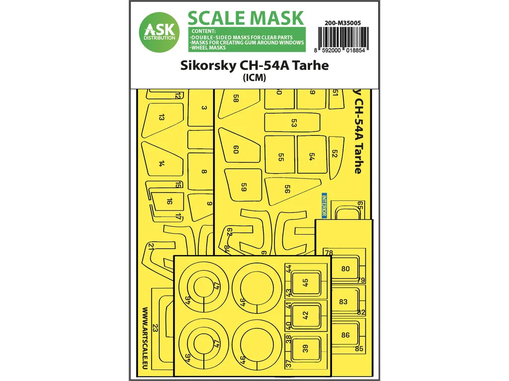 Art Scale Kit M35005 Sikorsky CH-54A Tarhe Double-Sided Express Fit Mask for ICM 1/35